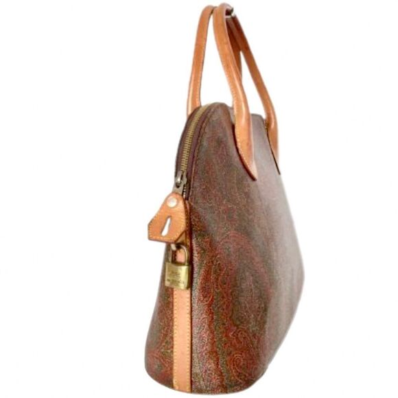 W ETRO MILANO Red Paisley Top Zipper Dome Shaped Hand Bag - Picture 8 of 17